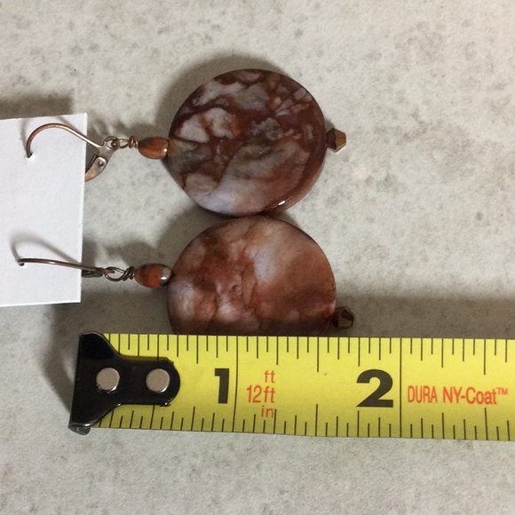 NWT brown marbled stone drop earrings - Picture 8 of 8